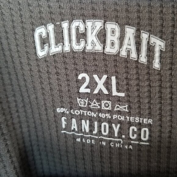 Men's Fan Joy Waffle Texture Long Sleeve T-Shirt Gray Clickbait Size 2XL - Picture 4 of 7